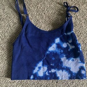 Bombshell Blue Tie-Dye Ribbed Sports Bra